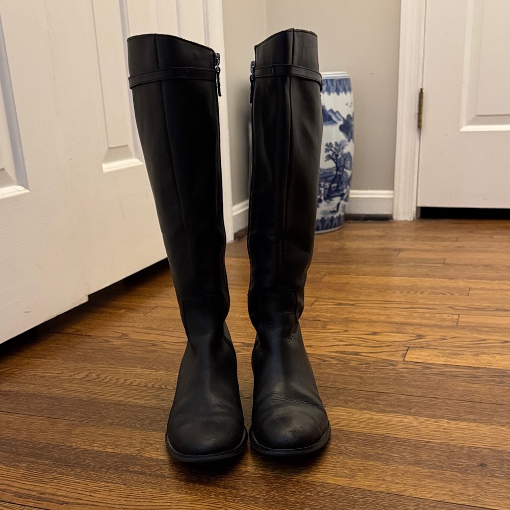 Black Leather Riding Boots, Franco Sarto